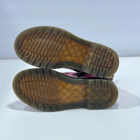 Dr. Martens Kids Pink Leather Boots with Yellow Stitching - Picture 10 of 10